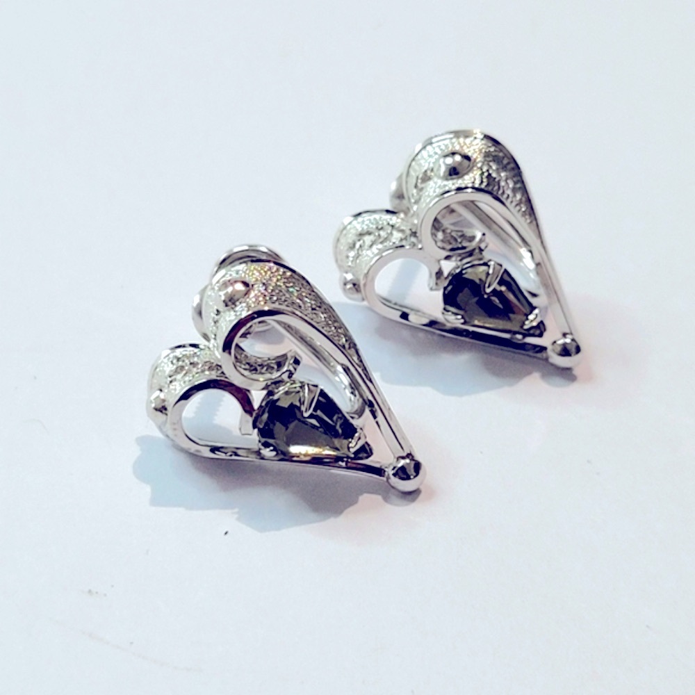 Lang Heart Sterling  Screw Earrings - Picture 2 of 13